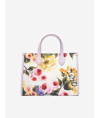 Dolce & Gabbana Girls Canvas Flower Print Tote Bag in Multicolour (25cm) outlet