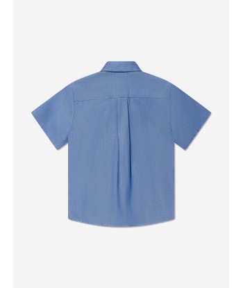 Versace Boys Short Sleeve Chambray Shirt in Blue vous aussi creer 