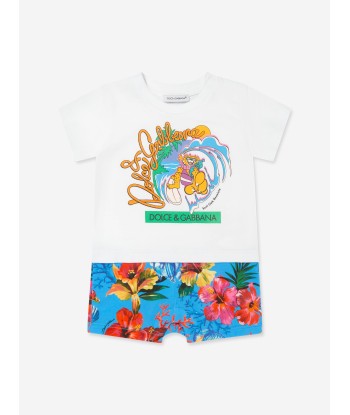 Dolce & Gabbana Baby Boys Hawaii Surf Camp Romper in White la chaussure