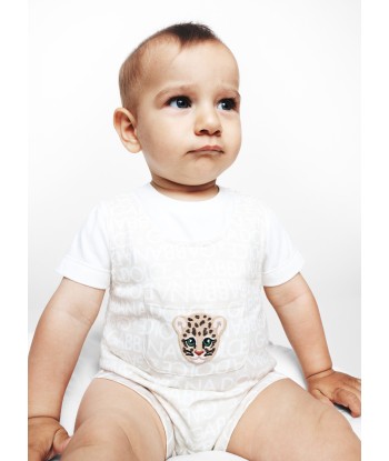 Dolce & Gabbana Baby Boys Logomania Romper in Beige Livraison rapide