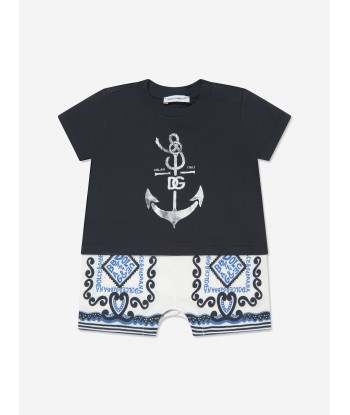 Dolce & Gabbana Baby Boys Marina Romper and Hat Set in Navy 2024