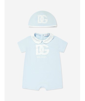 Dolce & Gabbana Baby Boys Logomania Romper Set in Blue Livraison rapide