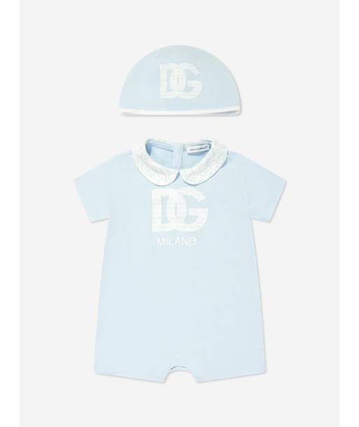 Dolce & Gabbana Baby Boys Logomania Romper Set in Blue Livraison rapide