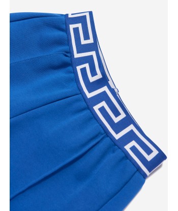 Versace Boys Embroidered Logo Shorts in Blue Paris Déstockage Promo