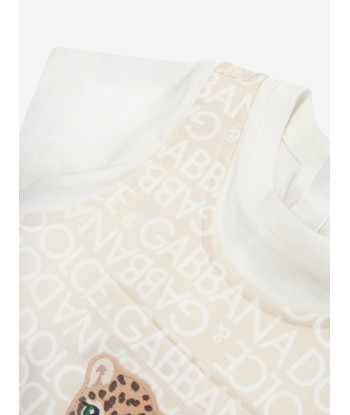 Dolce & Gabbana Baby Boys Logomania Romper in Beige Livraison rapide