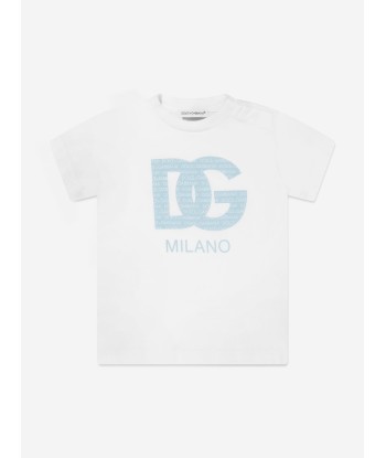 Dolce & Gabbana Baby Boys Milano Logo T-Shirt in White la chaussure