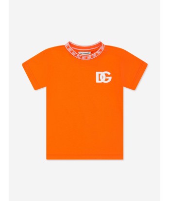 Dolce & Gabbana Baby Boys Embroidered Logo T-Shirt in Orange brillant des détails fins