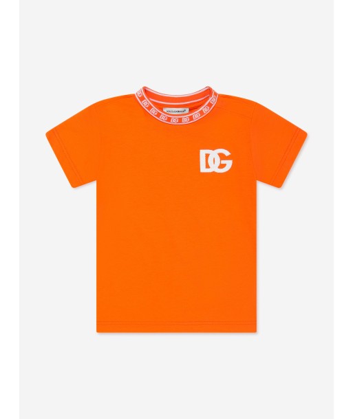 Dolce & Gabbana Baby Boys Embroidered Logo T-Shirt in Orange brillant des détails fins