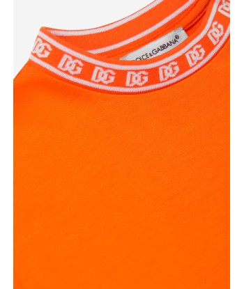 Dolce & Gabbana Baby Boys Embroidered Logo T-Shirt in Orange brillant des détails fins