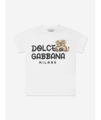 Dolce & Gabbana Baby Boys Leopard Logo T-Shirt in White Jusqu'à 80% De Réduction