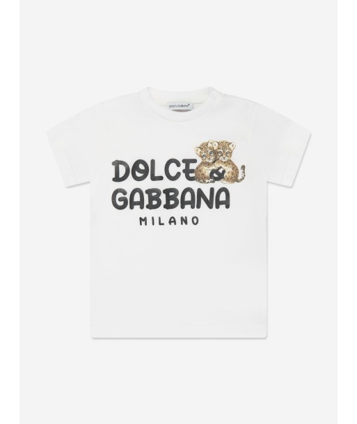 Dolce & Gabbana Baby Boys Leopard Logo T-Shirt in White Jusqu'à 80% De Réduction