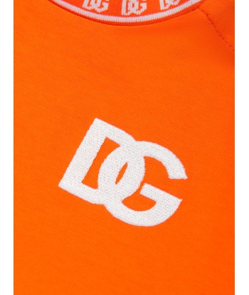 Dolce & Gabbana Baby Boys Embroidered Logo T-Shirt in Orange brillant des détails fins