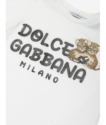 Dolce & Gabbana Baby Boys Leopard Logo T-Shirt in White Jusqu'à 80% De Réduction