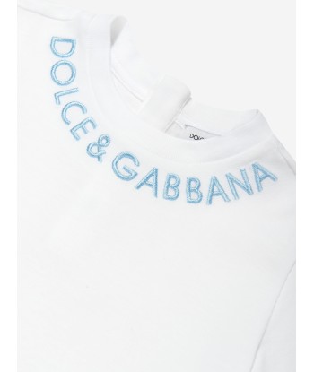 Dolce & Gabbana Baby Boys Embroidered Logo T-Shirt in White Les magasins à Paris