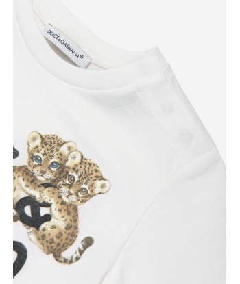 Dolce & Gabbana Baby Boys Leopard Logo T-Shirt in White Jusqu'à 80% De Réduction