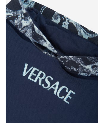 Versace Boys Barocco Logo Hoodie in Navy s'inspire de l'anatomie humaine