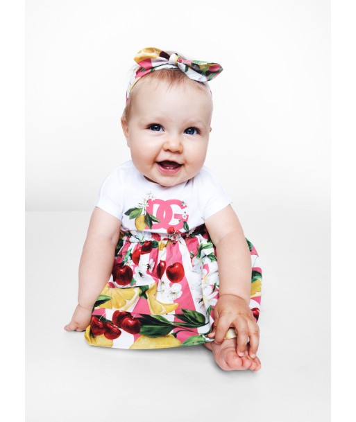 Dolce & Gabbana Baby Girls Fruit Print Dress in White Véritable concentré