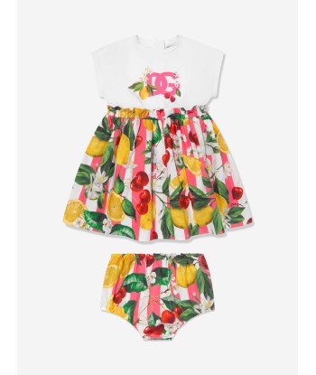 Dolce & Gabbana Baby Girls Fruit Print Dress in White Véritable concentré