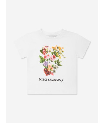 Dolce & Gabbana Baby Girls Flower Print T-Shirt in White En savoir plus