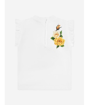 Dolce & Gabbana Baby Girls Rose Print T-Shirt in White la chaussure