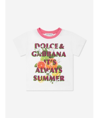 Dolce & Gabbana Baby Girls It's Always Summer T-Shirt in White du meilleur 