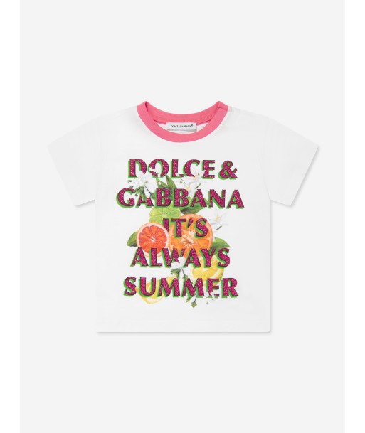 Dolce & Gabbana Baby Girls It's Always Summer T-Shirt in White du meilleur 