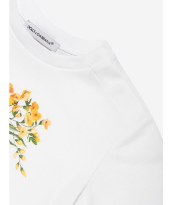 Dolce & Gabbana Baby Girls Flower Print T-Shirt in White En savoir plus