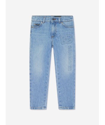 Dolce & Gabbana Boys Embossed Logo Skinny Jeans in Blue destockage