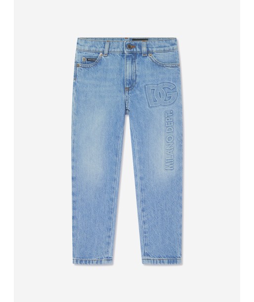 Dolce & Gabbana Boys Embossed Logo Skinny Jeans in Blue destockage