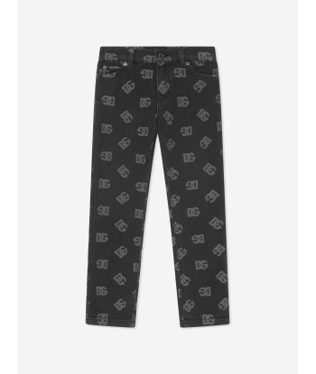 Dolce & Gabbana Boys Monogram Logo Jeans in Black Les magasins à Paris