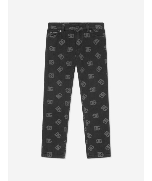 Dolce & Gabbana Boys Monogram Logo Jeans in Black Les magasins à Paris