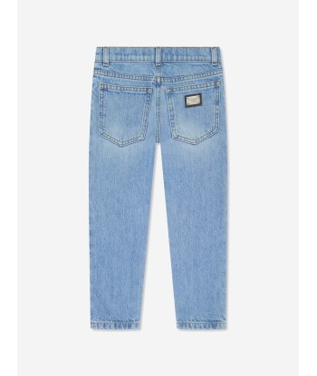 Dolce & Gabbana Boys Embossed Logo Skinny Jeans in Blue destockage