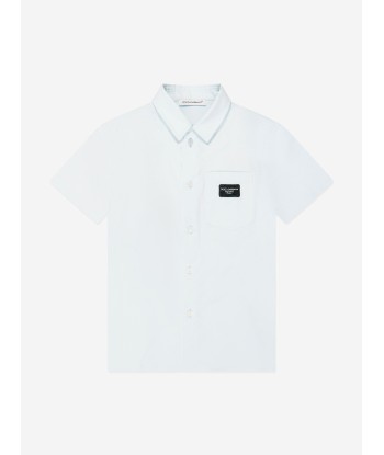 Dolce & Gabbana Boys Logo Oxford Shirt in Blue de la marque