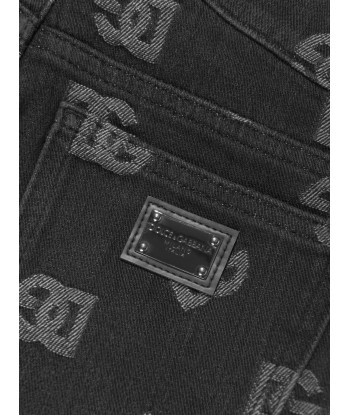 Dolce & Gabbana Boys Monogram Logo Jeans in Black Les magasins à Paris