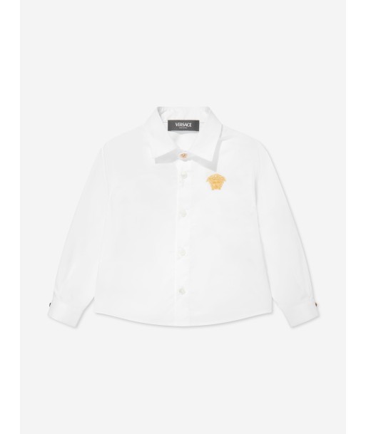 Versace Baby Boys Embroidered Logo Shirt in White la colonne vertébrale