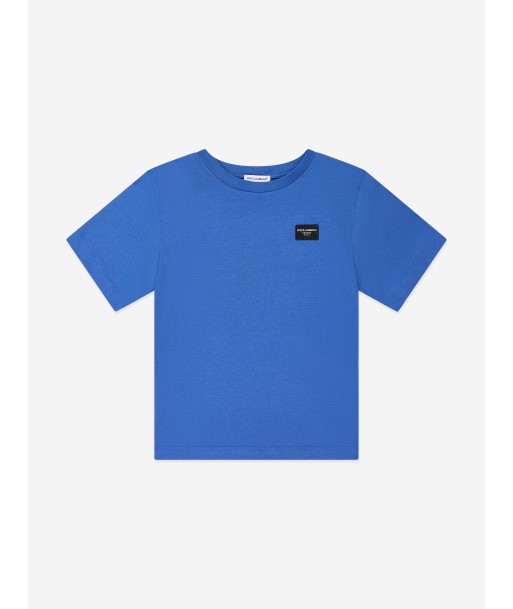 Dolce & Gabbana Boys Logo Labelled T-Shirt in Blue prix pour 