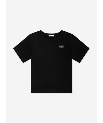 Dolce & Gabbana Boys Logo Labelled T-Shirt in Black ouvre sa boutique