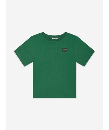 Dolce & Gabbana Boys Logo Labelled T-Shirt in Green Les magasins à Paris