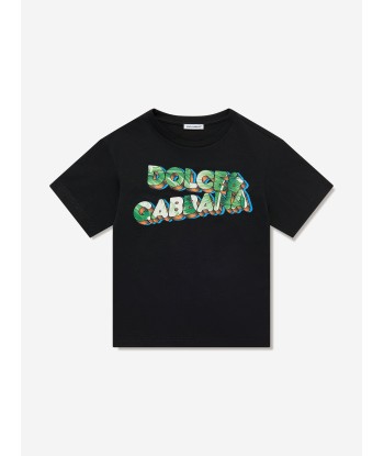 Dolce & Gabbana Boys Pigment Logo T-Shirt in Black pas cher 