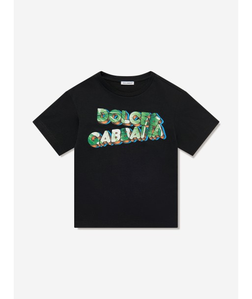 Dolce & Gabbana Boys Pigment Logo T-Shirt in Black pas cher 