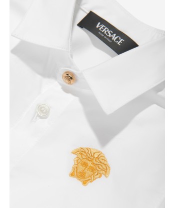 Versace Baby Boys Embroidered Logo Shirt in White la colonne vertébrale