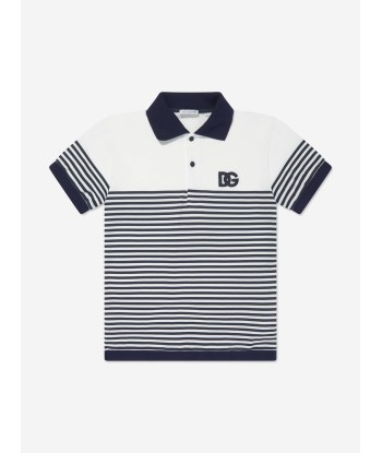 Dolce & Gabbana Boys Striped Logo Polo Shirt in Navy Jusqu'à 80% De Réduction