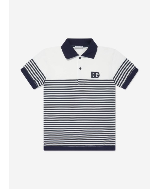 Dolce & Gabbana Boys Striped Logo Polo Shirt in Navy Jusqu'à 80% De Réduction