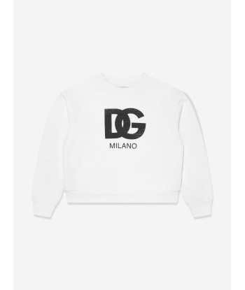 Dolce & Gabbana Boys Milano Logo Sweatshirt in White ouvre sa boutique