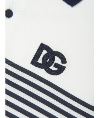 Dolce & Gabbana Boys Striped Logo Polo Shirt in Navy Jusqu'à 80% De Réduction