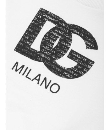 Dolce & Gabbana Boys Milano Logo Sweatshirt in White ouvre sa boutique