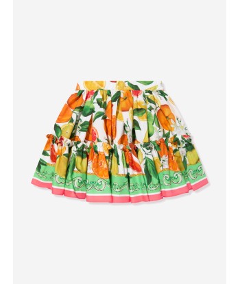 Dolce & Gabbana Girls Orange and Lemon Print Skirt in Multicolour en ligne