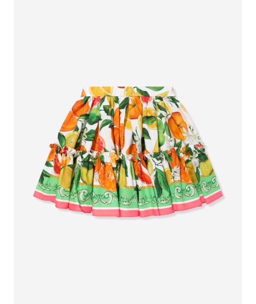 Dolce & Gabbana Girls Orange and Lemon Print Skirt in Multicolour en ligne