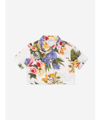 Dolce & Gabbana Girls Flower Print Cropped Shirt in Multicolour Profitez des Offres !