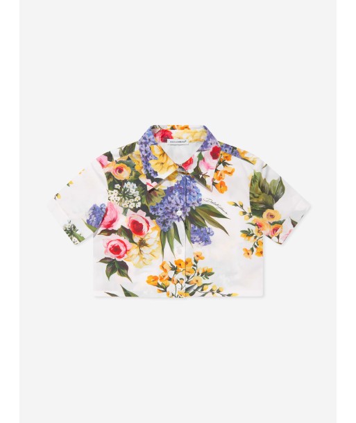 Dolce & Gabbana Girls Flower Print Cropped Shirt in Multicolour Profitez des Offres !